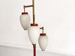 A 1950's Italian Standing Lamp with Red Stem & Opaline Shades