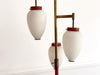 A 1950's Italian Standing Lamp with Red Stem & Opaline Shades