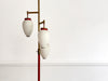 A 1950's Italian Standing Lamp with Red Stem & Opaline Shades