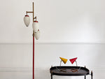 A 1950's Italian Standing Lamp with Red Stem & Opaline Shades