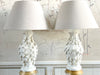 A Pair of White 1950's Casa Pupo Manises Ceramic Table Lamps