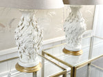 A Pair of White 1950's Casa Pupo Manises Ceramic Table Lamps