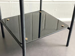 A Pair of 1950's French Black Glass & Brass Side Tables