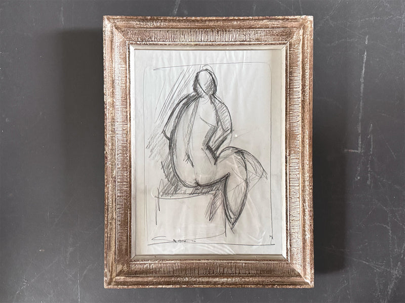 A 1950's Italian Pencil Life Drawing in Montparnasse Frame
