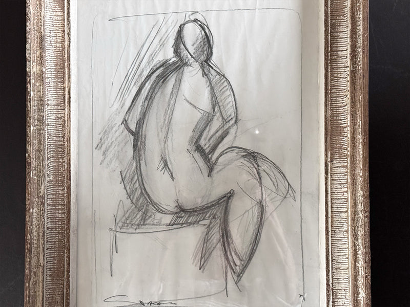 A 1950's Italian Pencil Life Drawing in Montparnasse Frame