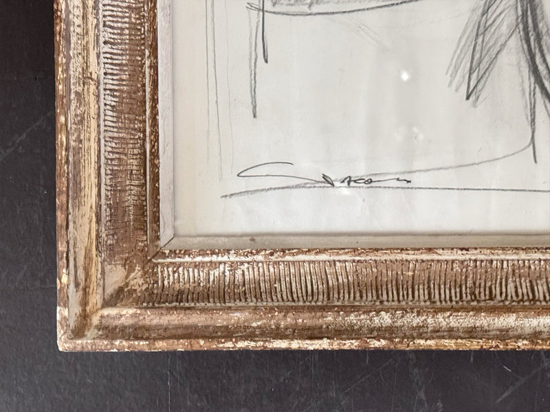 A 1950's Italian Pencil Life Drawing in Montparnasse Frame