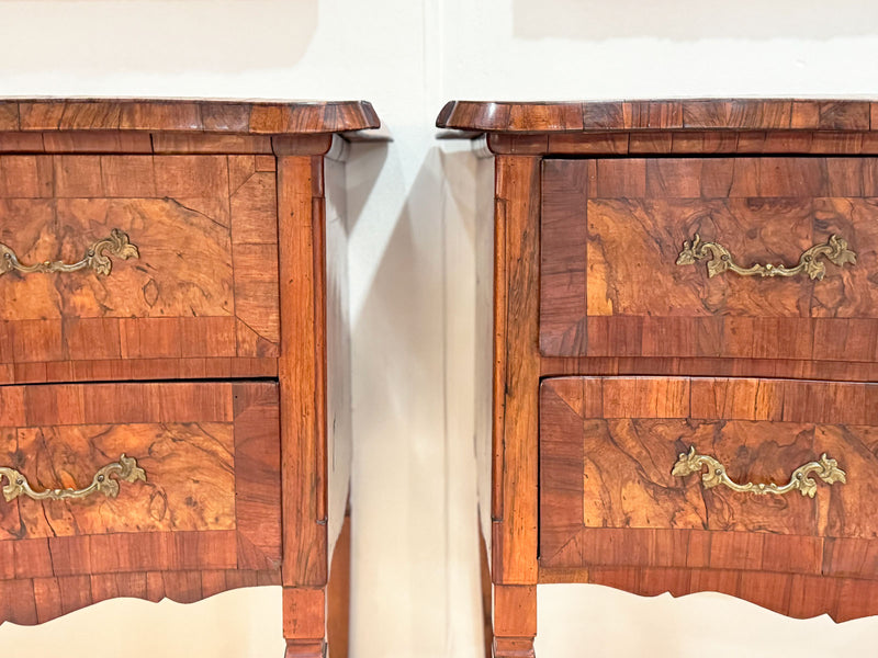 A Pair of 18th C Modina King Wood & Olive Wood Two Drawer Commodes