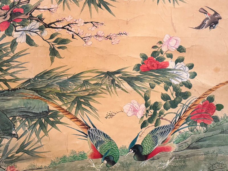 An Exquisite Pair of Late 18th C Painted Chinoiserie Paper Panels