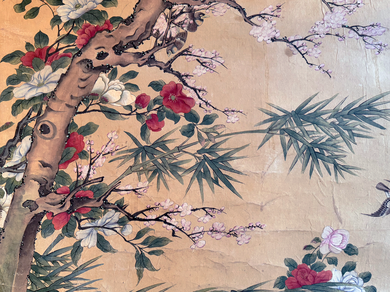 An Exquisite Pair of Late 18th C Painted Chinoiserie Paper Panels