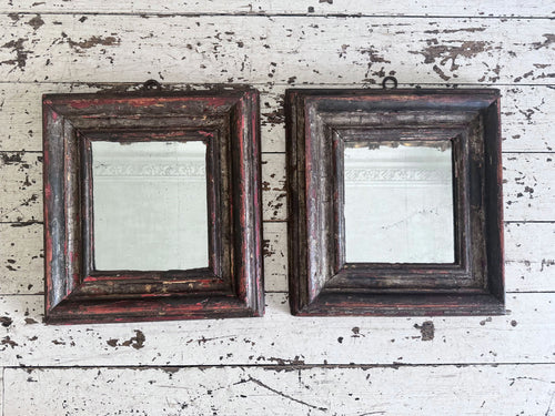 A Pair of Early 18th C Italian Silver Giltwood Mirrors with Original Plates