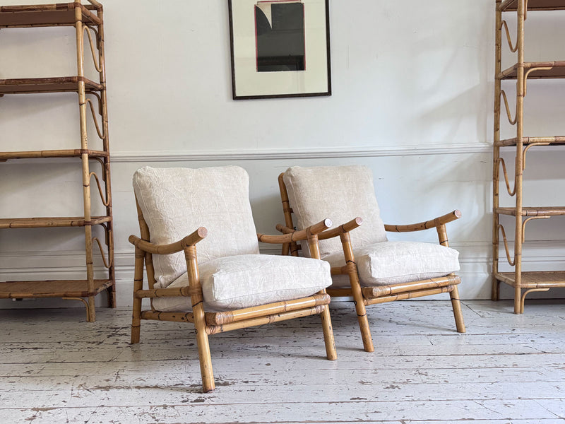 A Pair of 1970's French Bamboo Armchairs