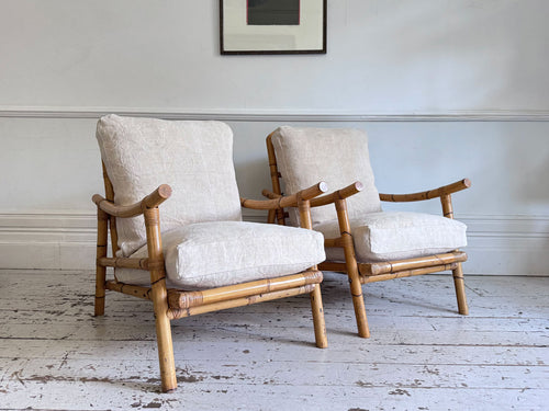 A Pair of 1970's French Bamboo Armchairs