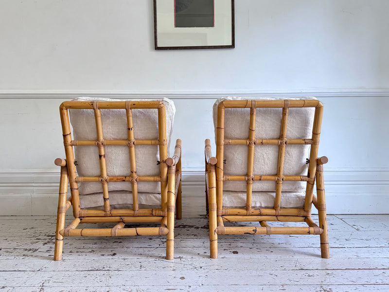 A Pair of 1970's French Bamboo Armchairs