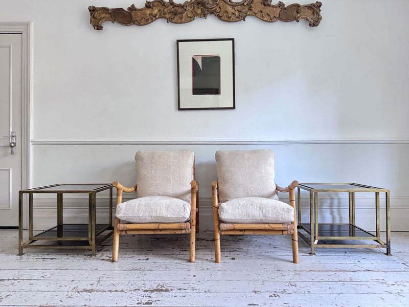 A Pair of 1970's French Bamboo Armchairs