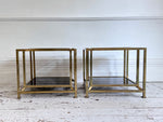 A Pair of Large 1970's Italian Brass Plated Two Tier Side Tables
