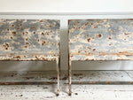 A Pair of Late 19th Century French Painted Iron Scroll Back Benches