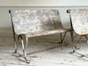 A Pair of Late 19th Century French Painted Iron Scroll Back Benches