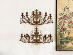 A Pair of Antique Six Light Italian Gilt Wood and Gilt Metal Wall Sconces