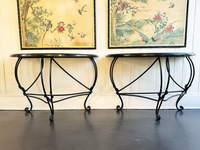 A Pair of Late 19th C Ashford Marble Pietra Dura Console Tables