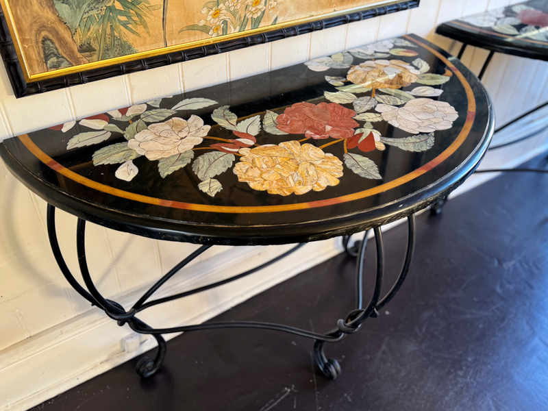 A Pair of Late 19th C Ashford Marble Pietra Dura Console Tables