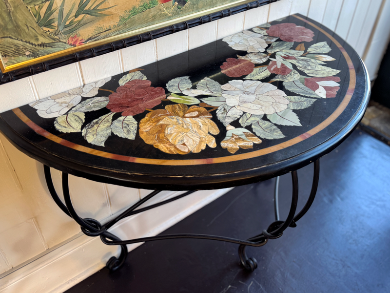 A Pair of Late 19th C Ashford Marble Pietra Dura Console Tables