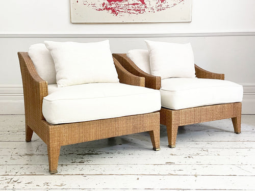 A Pair of Large Rattan Armchairs by Jacques Garcia for McGuire