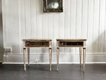 A Pair of 1950's Italian Painted Giltwood & Eglomisé Glass Bedside Tables