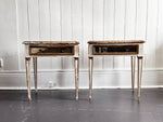 A Pair of 1950's Italian Painted Giltwood & Eglomisé Glass Bedside Tables