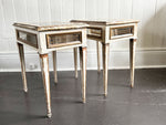 A Pair of 1950's Italian Painted Giltwood & Eglomisé Glass Bedside Tables