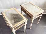 A Pair of 1950's Italian Painted Giltwood & Eglomisé Glass Bedside Tables