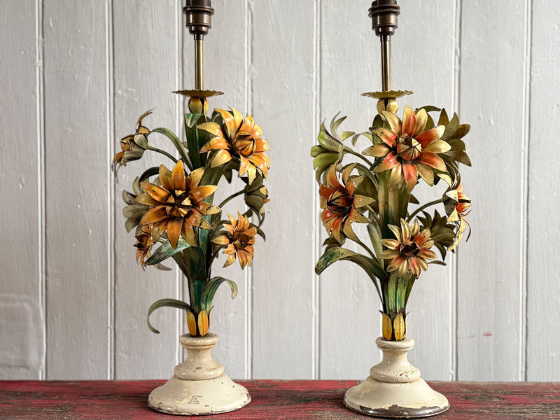 A Pair of 1950's French Daisy Tole Table Lamps – Streett Marburg