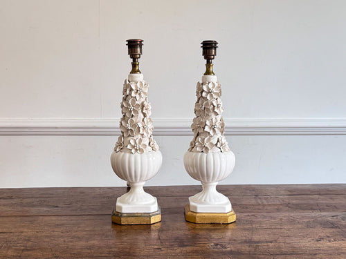 A Petite Pair of 1950's White Casa Pupo Ceramic Table LIghts