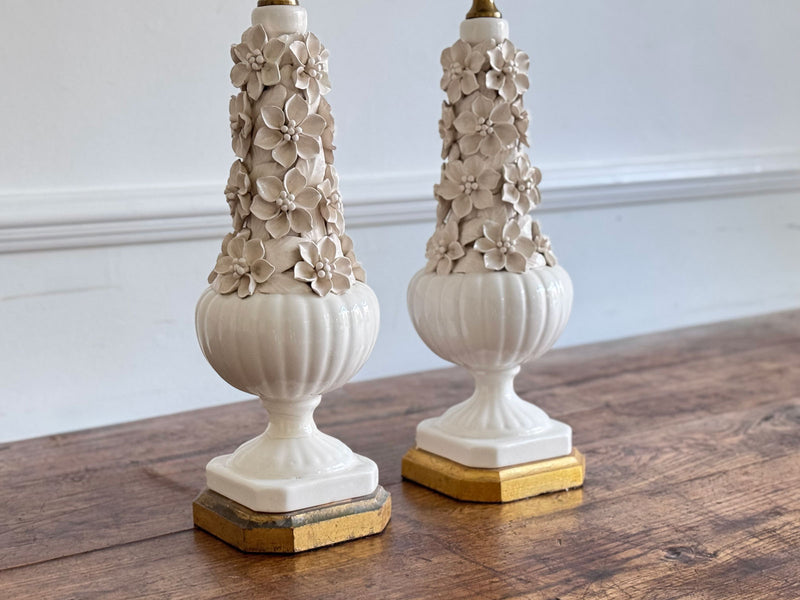 A Petite Pair of 1950's White Casa Pupo Ceramic Table LIghts