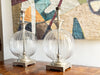 A Pair of 1980's Etched glass and Nickel Table Lamps