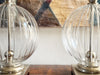 A Pair of 1980's Etched glass and Nickel Table Lamps