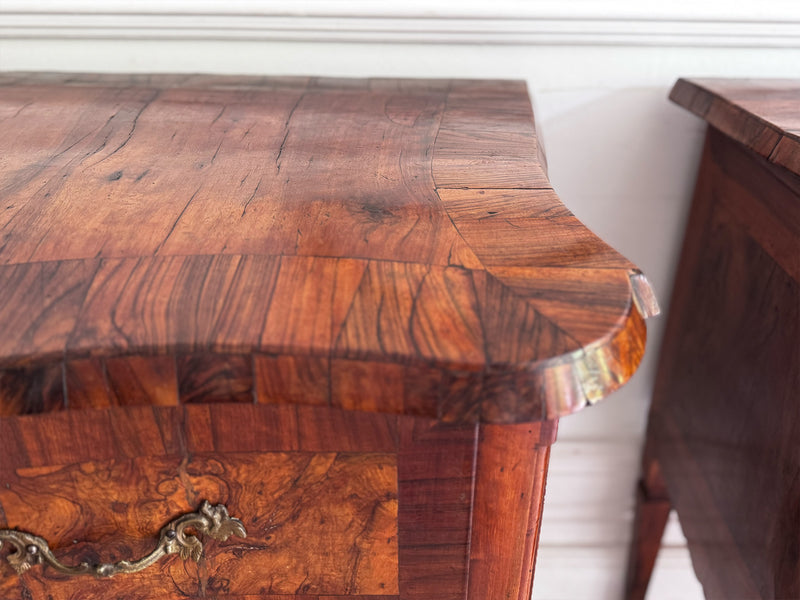 A Pair of 18th C Modina King Wood & Olive Wood Two Drawer Commodes