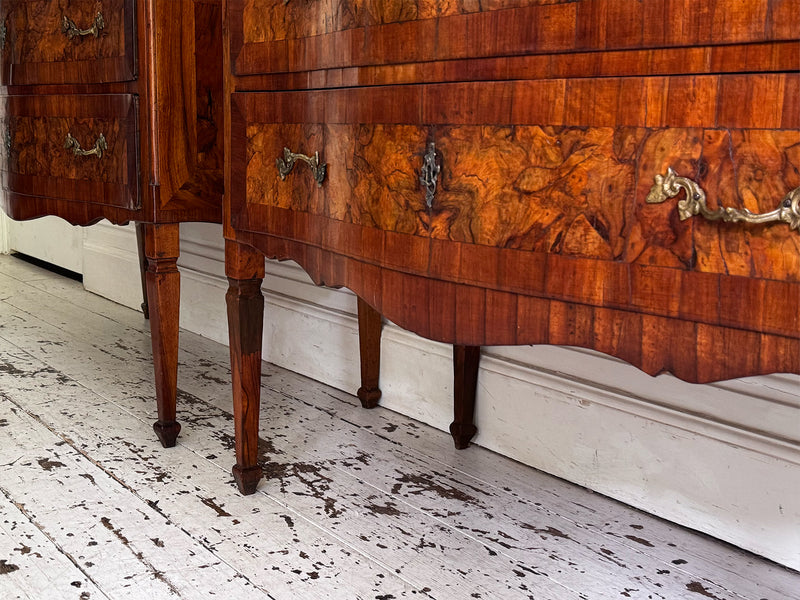 A Pair of 18th C Modina King Wood & Olive Wood Two Drawer Commodes