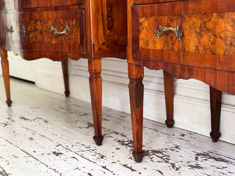 A Pair of 18th C Modina King Wood & Olive Wood Two Drawer Commodes