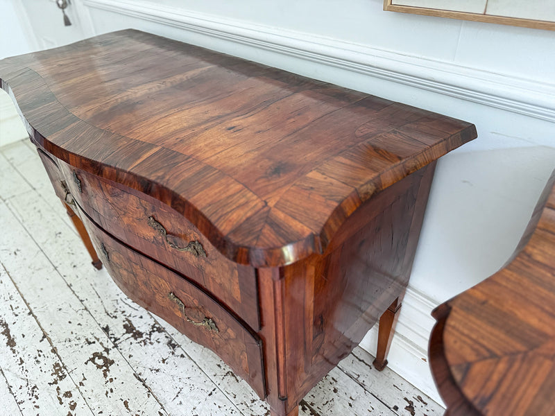 A Pair of 18th C Modina King Wood & Olive Wood Two Drawer Commodes