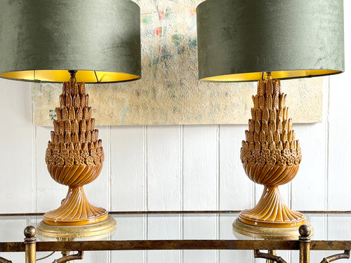 A Pair of 1960's Casa Pupo Ceramic Table Lamps - Tan