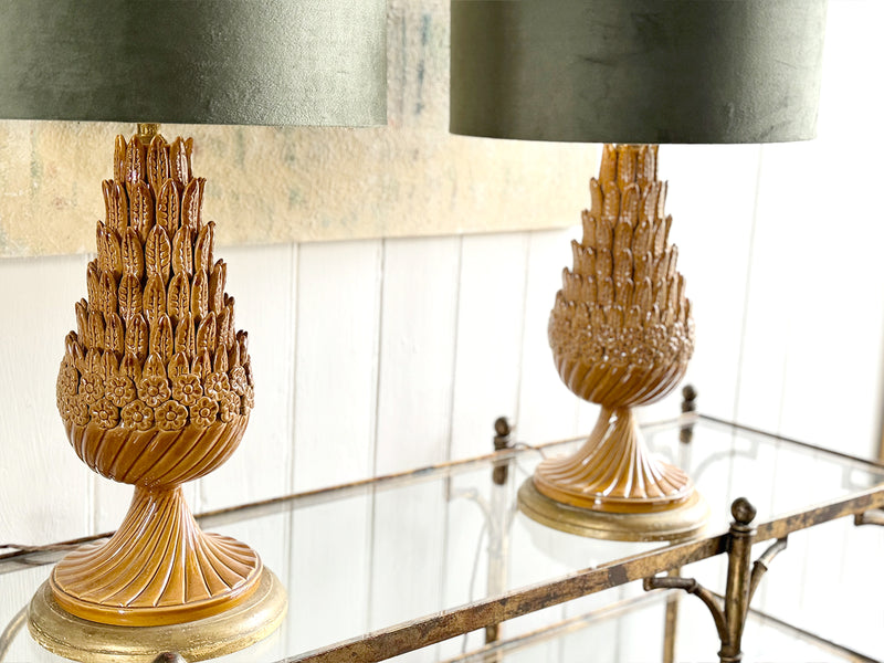 A Pair of 1960's Casa Pupo Ceramic Table Lamps - Tan