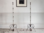 A Pair of 1950's French Glass & Brass Standing Lamps