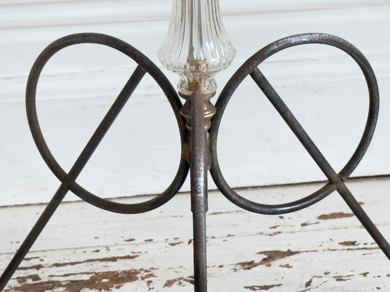 A Pair of 1950's French Glass & Brass Standing Lamps