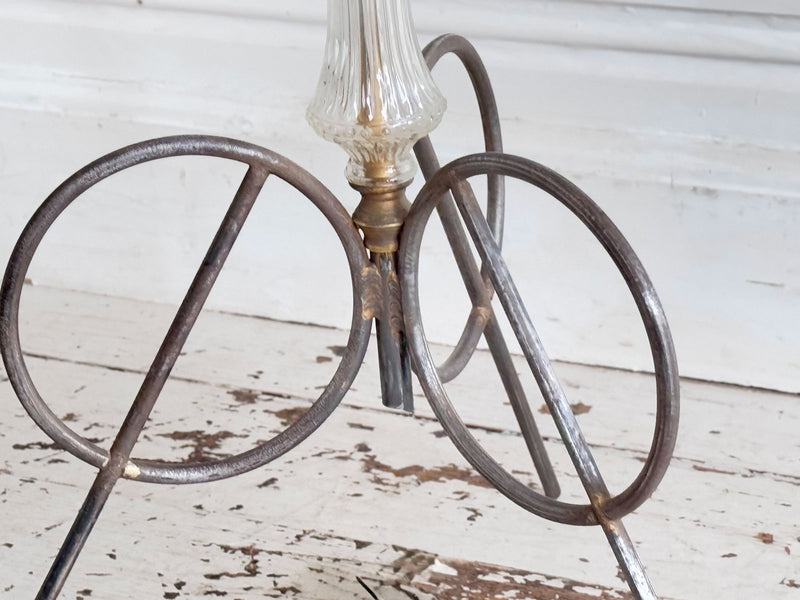 A Pair of 1950's French Glass & Brass Standing Lamps