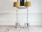 A Pair of 1950's French Glass & Brass Standing Lamps