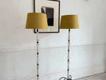 A Pair of 1950's French Glass & Brass Standing Lamps