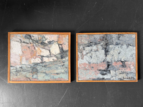 A Small 1950's Oil on Canvas Abstract Painting on Canvas by Jean-Pierre Villeneuve I