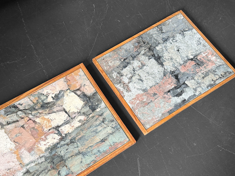 A Small 1950's Oil on Canvas Abstract Painting on Canvas by Jean-Pierre Villeneuve I