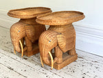 A Pair of 1970's Rattan Elephant Side Tables