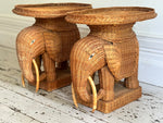 A Pair of 1970's Rattan Elephant Side Tables